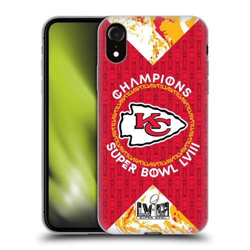 NFL 2024 Super Bowl LVIII Champions Kansas City Chiefs Patterns Soft Gel Case for Apple iPhone XR