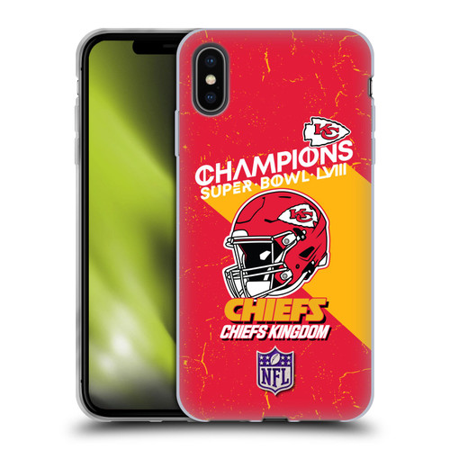 NFL 2024 Super Bowl LVIII Champions Kansas City Chiefs Helmet Soft Gel Case for Apple iPhone XS Max