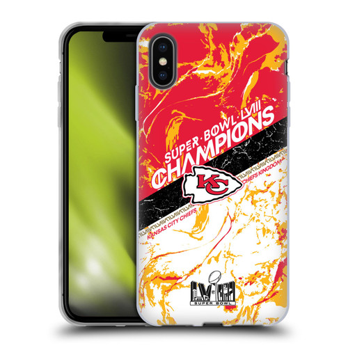 NFL 2024 Super Bowl LVIII Champions Kansas City Chiefs Marble Soft Gel Case for Apple iPhone XS Max