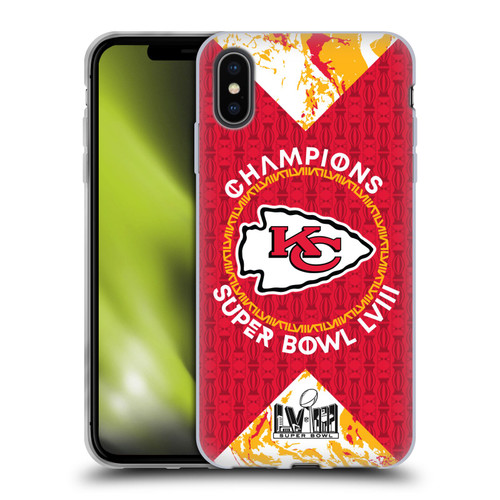 NFL 2024 Super Bowl LVIII Champions Kansas City Chiefs Patterns Soft Gel Case for Apple iPhone XS Max