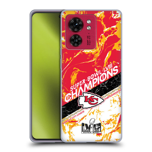 NFL 2024 Super Bowl LVIII Champions Kansas City Chiefs Marble Soft Gel Case for Motorola Moto Edge 40