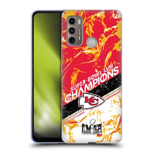 NFL 2024 Super Bowl LVIII Champions Kansas City Chiefs Marble Soft Gel Case for Motorola Moto G60 / Moto G40 Fusion