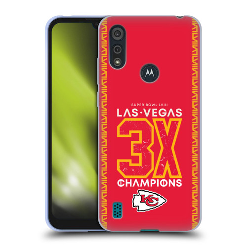 NFL 2024 Super Bowl LVIII Champions Kansas City Chiefs 3x Champ Soft Gel Case for Motorola Moto E6s (2020)