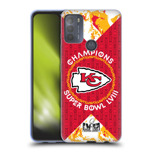 NFL 2024 Super Bowl LVIII Champions Kansas City Chiefs Patterns Soft Gel Case for Motorola Moto G50