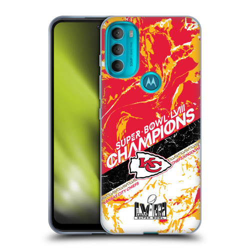 NFL 2024 Super Bowl LVIII Champions Kansas City Chiefs Marble Soft Gel Case for Motorola Moto G71 5G