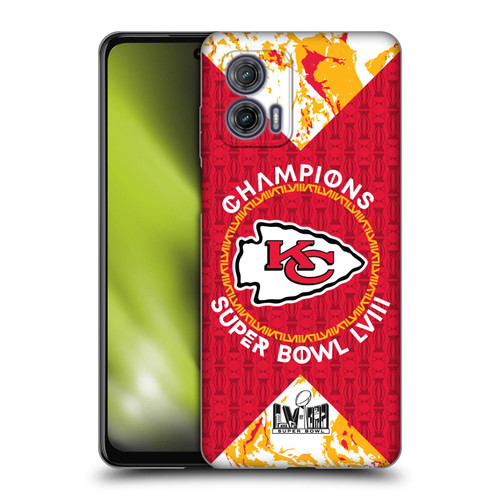 NFL 2024 Super Bowl LVIII Champions Kansas City Chiefs Patterns Soft Gel Case for Motorola Moto G73 5G