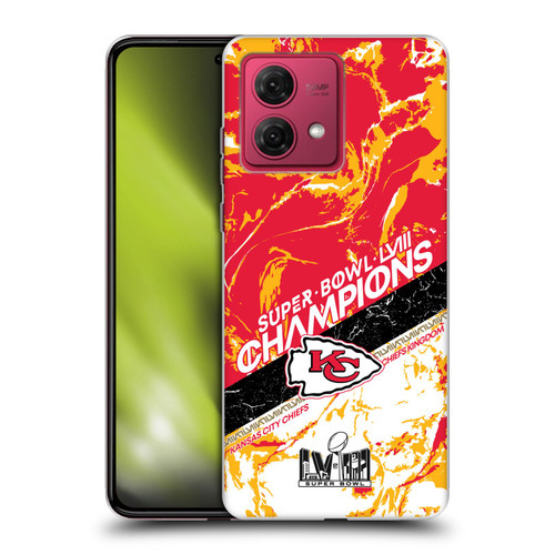 NFL 2024 Super Bowl LVIII Champions Kansas City Chiefs Marble Soft Gel Case for Motorola Moto G84 5G