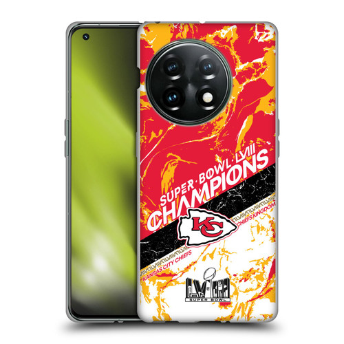 NFL 2024 Super Bowl LVIII Champions Kansas City Chiefs Marble Soft Gel Case for OnePlus 11 5G