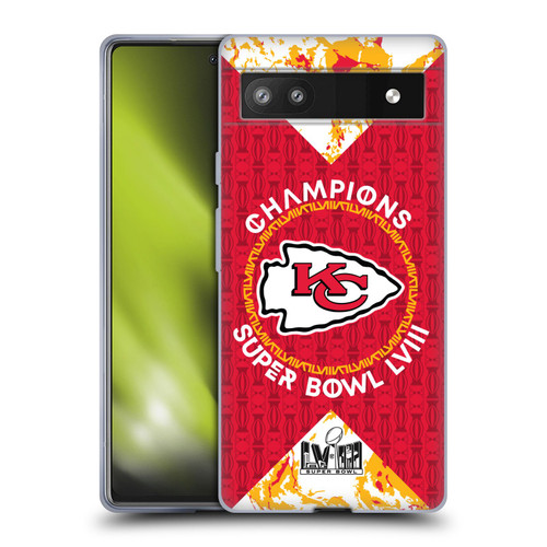 NFL 2024 Super Bowl LVIII Champions Kansas City Chiefs Patterns Soft Gel Case for Google Pixel 6a