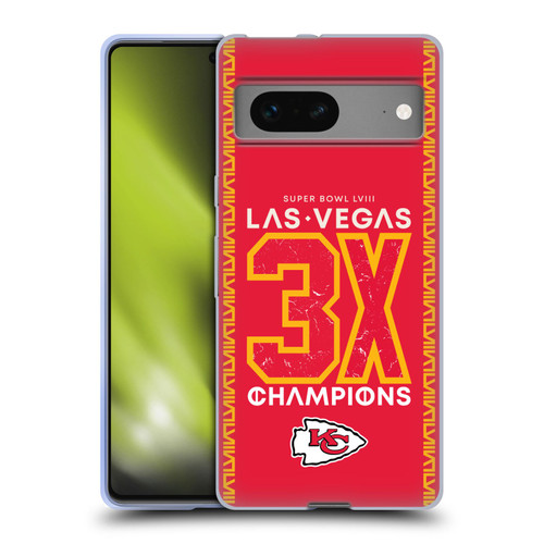NFL 2024 Super Bowl LVIII Champions Kansas City Chiefs 3x Champ Soft Gel Case for Google Pixel 7