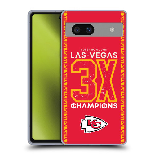 NFL 2024 Super Bowl LVIII Champions Kansas City Chiefs 3x Champ Soft Gel Case for Google Pixel 7a