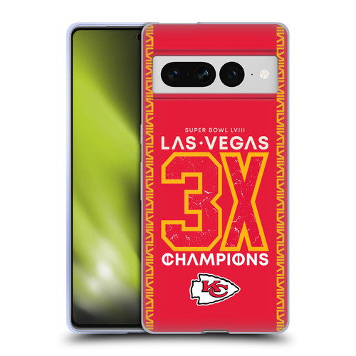 NFL 2024 Super Bowl LVIII Champions Kansas City Chiefs 3x Champ Soft Gel Case for Google Pixel 7 Pro