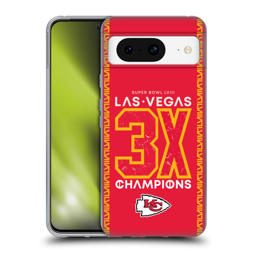 NFL 2024 Super Bowl LVIII Champions Kansas City Chiefs 3x Champ Soft Gel Case for Google Pixel 8