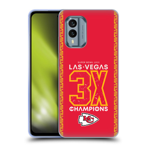 NFL 2024 Super Bowl LVIII Champions Kansas City Chiefs 3x Champ Soft Gel Case for Nokia X30