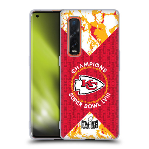 NFL 2024 Super Bowl LVIII Champions Kansas City Chiefs Patterns Soft Gel Case for OPPO Find X2 Pro 5G