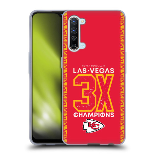 NFL 2024 Super Bowl LVIII Champions Kansas City Chiefs 3x Champ Soft Gel Case for OPPO Find X2 Lite 5G