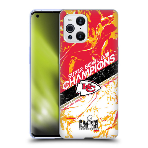 NFL 2024 Super Bowl LVIII Champions Kansas City Chiefs Marble Soft Gel Case for OPPO Find X3 / Pro