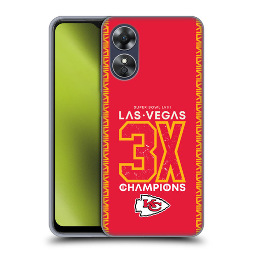 NFL 2024 Super Bowl LVIII Champions Kansas City Chiefs 3x Champ Soft Gel Case for OPPO A17