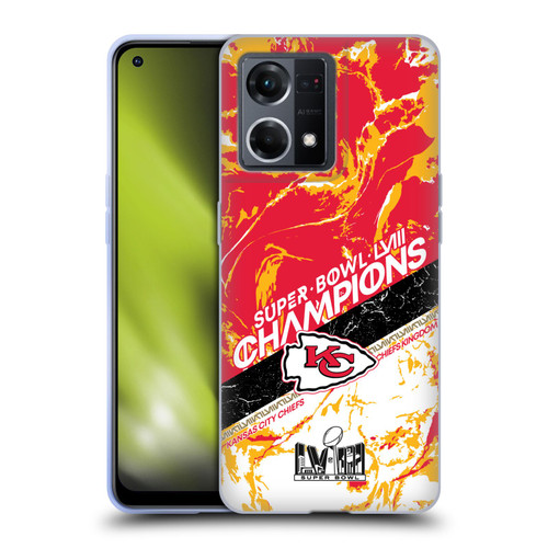 NFL 2024 Super Bowl LVIII Champions Kansas City Chiefs Marble Soft Gel Case for OPPO Reno8 4G