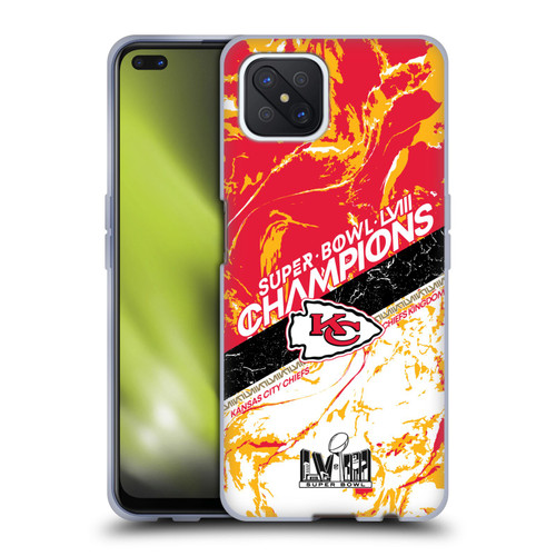 NFL 2024 Super Bowl LVIII Champions Kansas City Chiefs Marble Soft Gel Case for OPPO Reno4 Z 5G