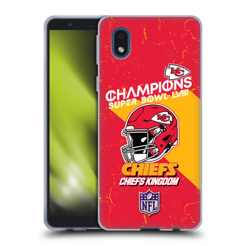 NFL 2024 Super Bowl LVIII Champions Kansas City Chiefs Helmet Soft Gel Case for Samsung Galaxy A01 Core (2020)