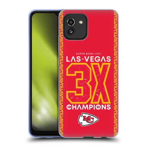 NFL 2024 Super Bowl LVIII Champions Kansas City Chiefs 3x Champ Soft Gel Case for Samsung Galaxy A03 (2021)