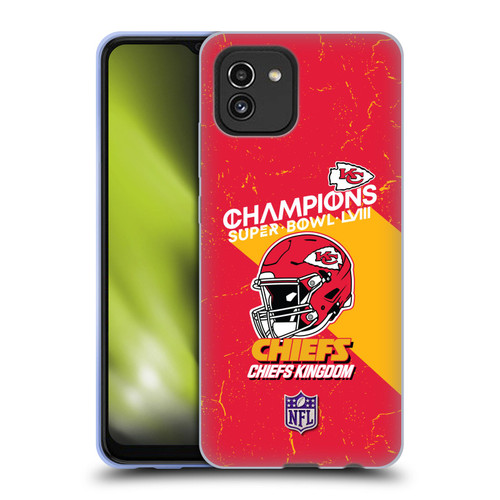 NFL 2024 Super Bowl LVIII Champions Kansas City Chiefs Helmet Soft Gel Case for Samsung Galaxy A03 (2021)