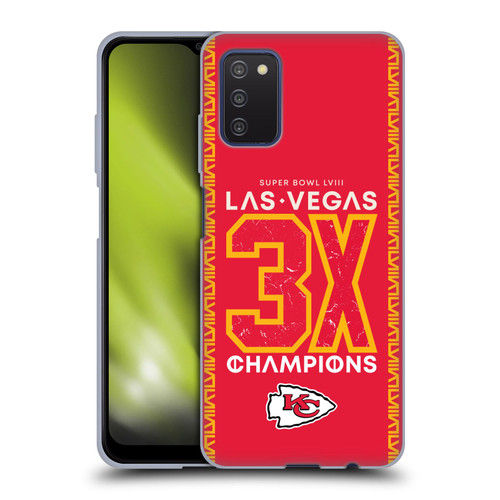 NFL 2024 Super Bowl LVIII Champions Kansas City Chiefs 3x Champ Soft Gel Case for Samsung Galaxy A03s (2021)