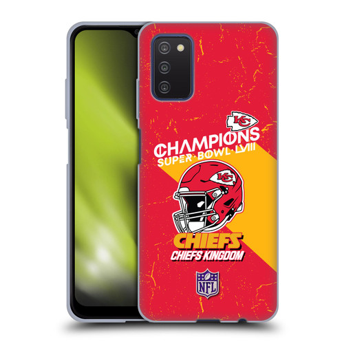 NFL 2024 Super Bowl LVIII Champions Kansas City Chiefs Helmet Soft Gel Case for Samsung Galaxy A03s (2021)