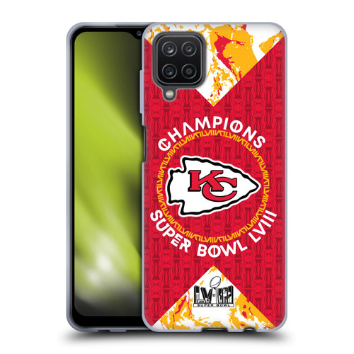 NFL 2024 Super Bowl LVIII Champions Kansas City Chiefs Patterns Soft Gel Case for Samsung Galaxy A12 (2020)