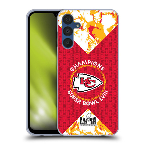 NFL 2024 Super Bowl LVIII Champions Kansas City Chiefs Patterns Soft Gel Case for Samsung Galaxy A15