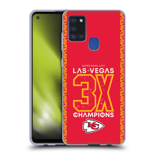 NFL 2024 Super Bowl LVIII Champions Kansas City Chiefs 3x Champ Soft Gel Case for Samsung Galaxy A21s (2020)
