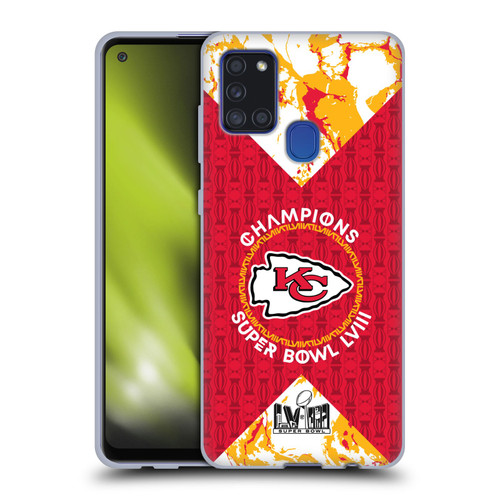 NFL 2024 Super Bowl LVIII Champions Kansas City Chiefs Patterns Soft Gel Case for Samsung Galaxy A21s (2020)