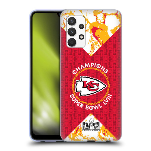 NFL 2024 Super Bowl LVIII Champions Kansas City Chiefs Patterns Soft Gel Case for Samsung Galaxy A32 (2021)