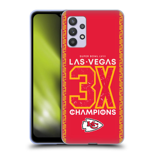 NFL 2024 Super Bowl LVIII Champions Kansas City Chiefs 3x Champ Soft Gel Case for Samsung Galaxy A32 5G / M32 5G (2021)
