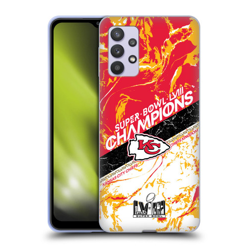 NFL 2024 Super Bowl LVIII Champions Kansas City Chiefs Marble Soft Gel Case for Samsung Galaxy A32 5G / M32 5G (2021)