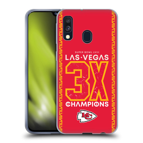 NFL 2024 Super Bowl LVIII Champions Kansas City Chiefs 3x Champ Soft Gel Case for Samsung Galaxy A40 (2019)