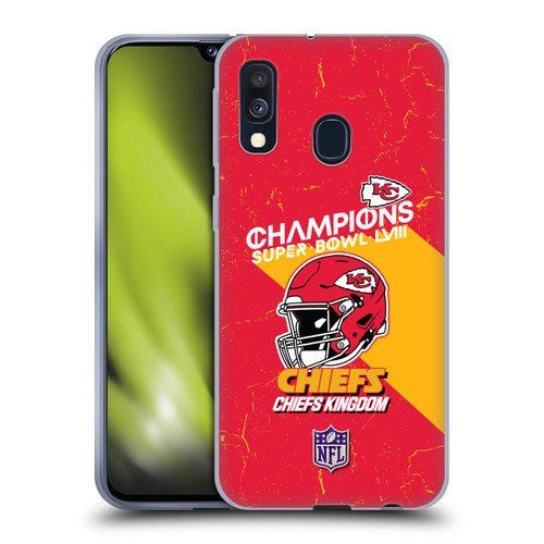 NFL 2024 Super Bowl LVIII Champions Kansas City Chiefs Helmet Soft Gel Case for Samsung Galaxy A40 (2019)