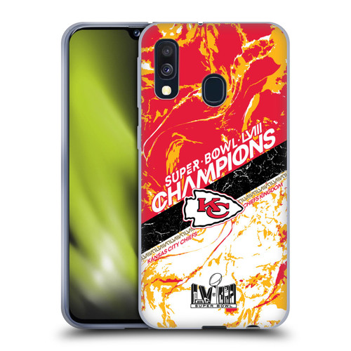 NFL 2024 Super Bowl LVIII Champions Kansas City Chiefs Marble Soft Gel Case for Samsung Galaxy A40 (2019)