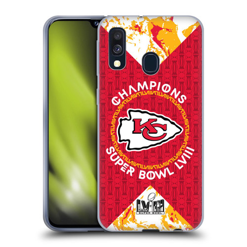 NFL 2024 Super Bowl LVIII Champions Kansas City Chiefs Patterns Soft Gel Case for Samsung Galaxy A40 (2019)