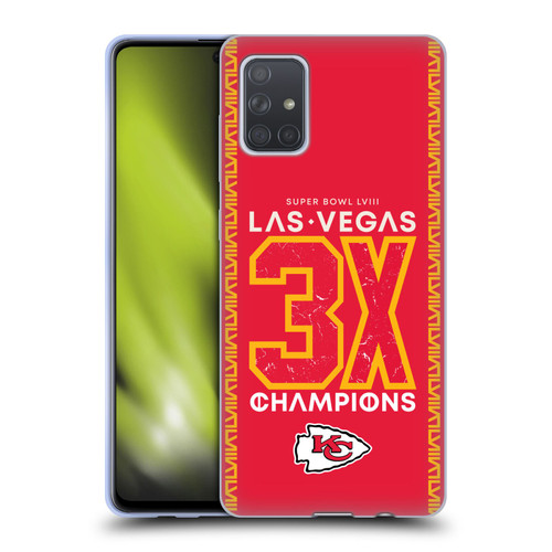 NFL 2024 Super Bowl LVIII Champions Kansas City Chiefs 3x Champ Soft Gel Case for Samsung Galaxy A71 (2019)