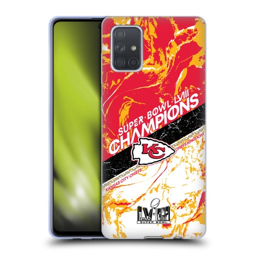 NFL 2024 Super Bowl LVIII Champions Kansas City Chiefs Marble Soft Gel Case for Samsung Galaxy A71 (2019)