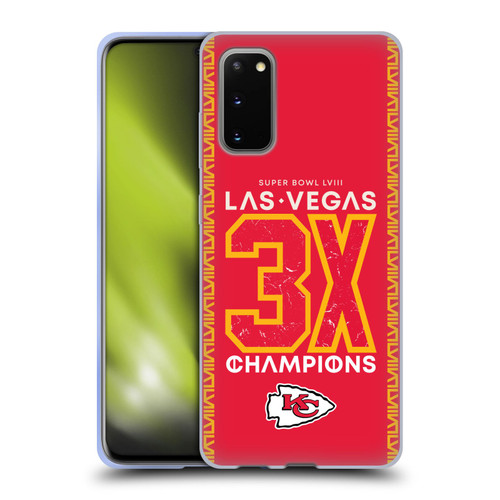 NFL 2024 Super Bowl LVIII Champions Kansas City Chiefs 3x Champ Soft Gel Case for Samsung Galaxy S20 / S20 5G