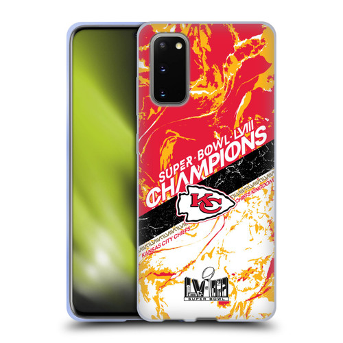 NFL 2024 Super Bowl LVIII Champions Kansas City Chiefs Marble Soft Gel Case for Samsung Galaxy S20 / S20 5G