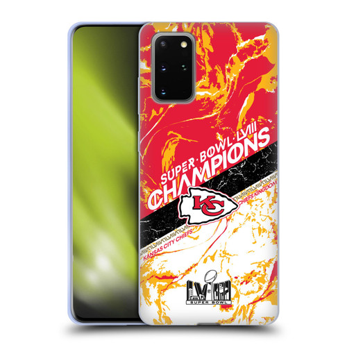 NFL 2024 Super Bowl LVIII Champions Kansas City Chiefs Marble Soft Gel Case for Samsung Galaxy S20+ / S20+ 5G