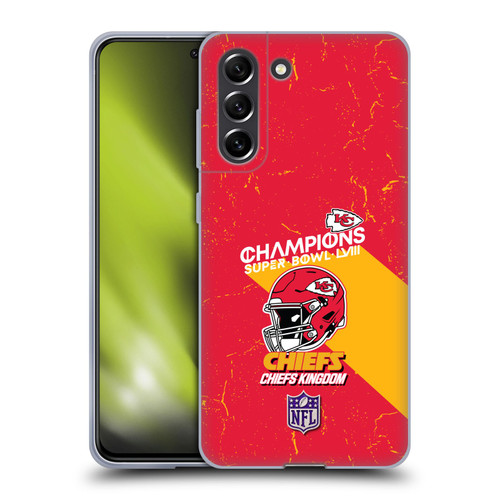 NFL 2024 Super Bowl LVIII Champions Kansas City Chiefs Helmet Soft Gel Case for Samsung Galaxy S21 FE 5G