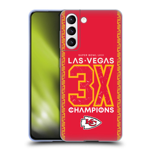 NFL 2024 Super Bowl LVIII Champions Kansas City Chiefs 3x Champ Soft Gel Case for Samsung Galaxy S21 5G