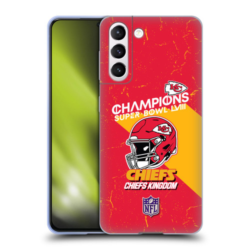 NFL 2024 Super Bowl LVIII Champions Kansas City Chiefs Helmet Soft Gel Case for Samsung Galaxy S21 5G