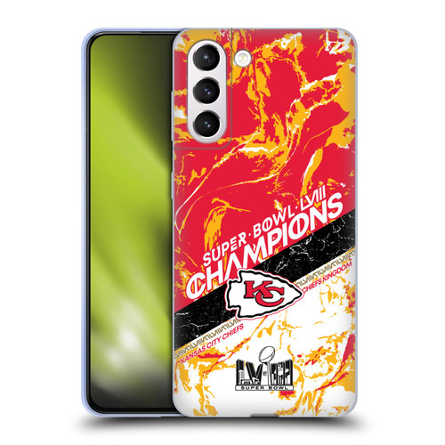 NFL 2024 Super Bowl LVIII Champions Kansas City Chiefs Marble Soft Gel Case for Samsung Galaxy S21+ 5G