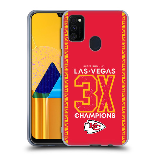 NFL 2024 Super Bowl LVIII Champions Kansas City Chiefs 3x Champ Soft Gel Case for Samsung Galaxy M30s (2019)/M21 (2020)